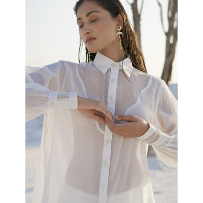 The Loom Art Lily White Shirt and Pant (Set of 2)