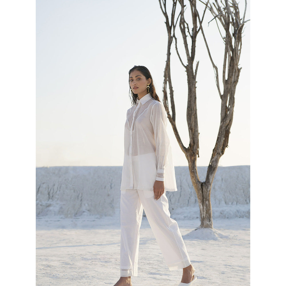 The Loom Art Lily White Shirt and Pant (Set of 2)