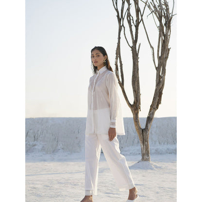 The Loom Art Lily White Shirt and Pant (Set of 2)