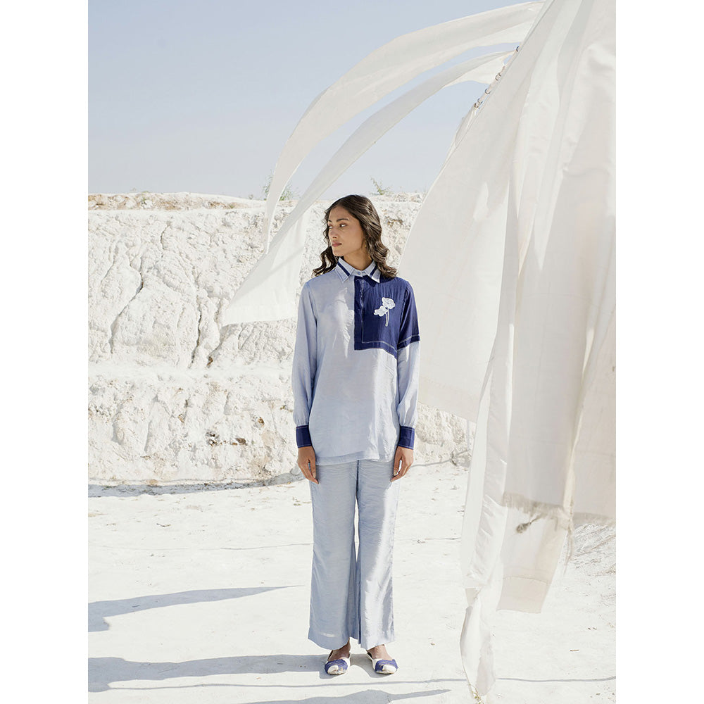 The Loom Art Steel Blue Shirt and Pant (Set of 2)