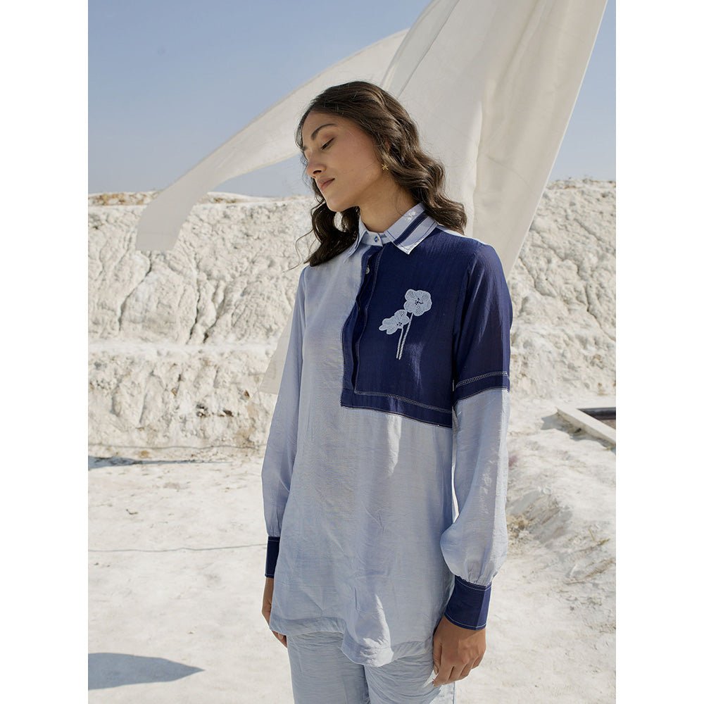The Loom Art Steel Blue Shirt and Pant (Set of 2)