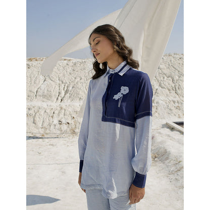 The Loom Art Steel Blue Shirt and Pant (Set of 2)