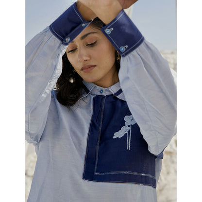 The Loom Art Steel Blue Shirt and Pant (Set of 2)