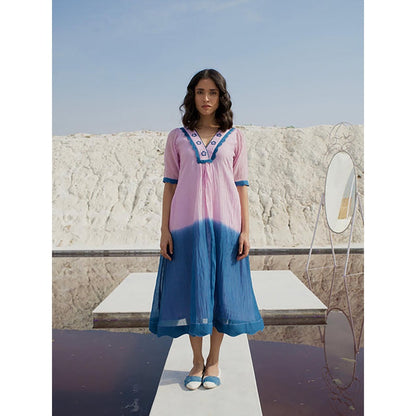 The Loom Art Cobalt Lavender Midi Dress