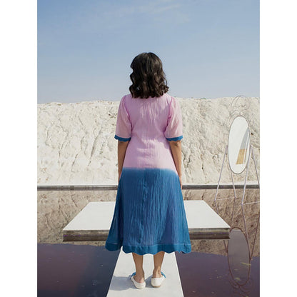 The Loom Art Cobalt Lavender Midi Dress