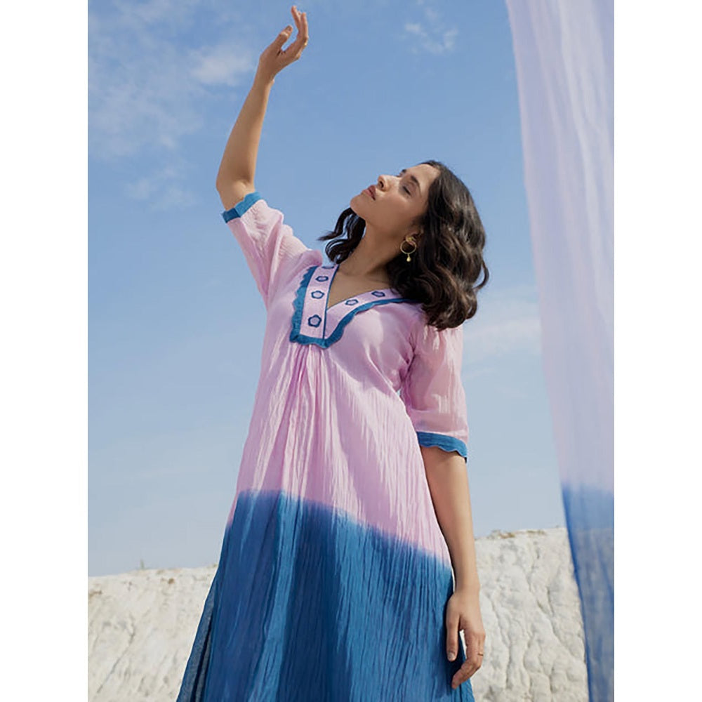 The Loom Art Cobalt Lavender Midi Dress