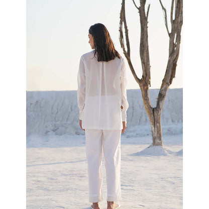The Loom Art Lily Solid White Shirt With Pant