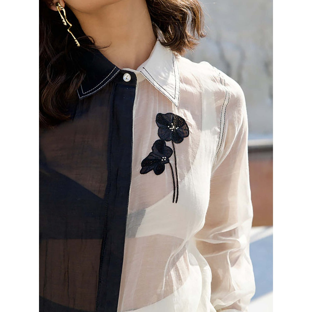 The Loom Art Yin Yang Multicolour Shirt With Bralette And Pant Co-Ord Set