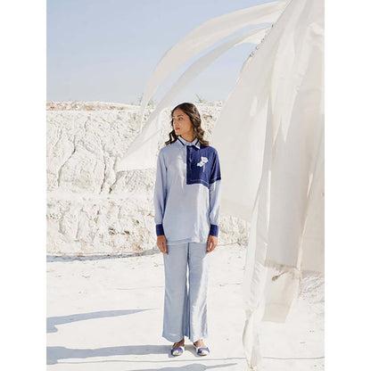 The Loom Art Steel Blue Shirt With Pant