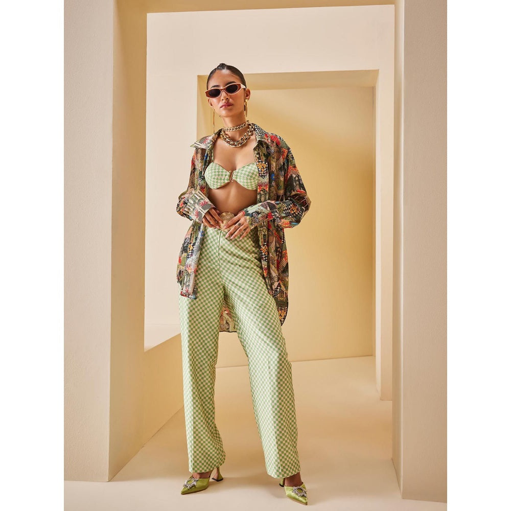 THE ROYALEUM ATELIER Multicolour Shirt with Bralette and Pant (Set of 3)