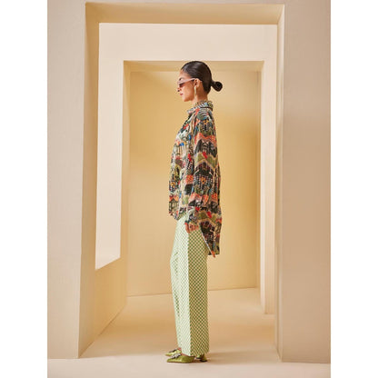 THE ROYALEUM ATELIER Multicolour Shirt with Bralette and Pant (Set of 3)