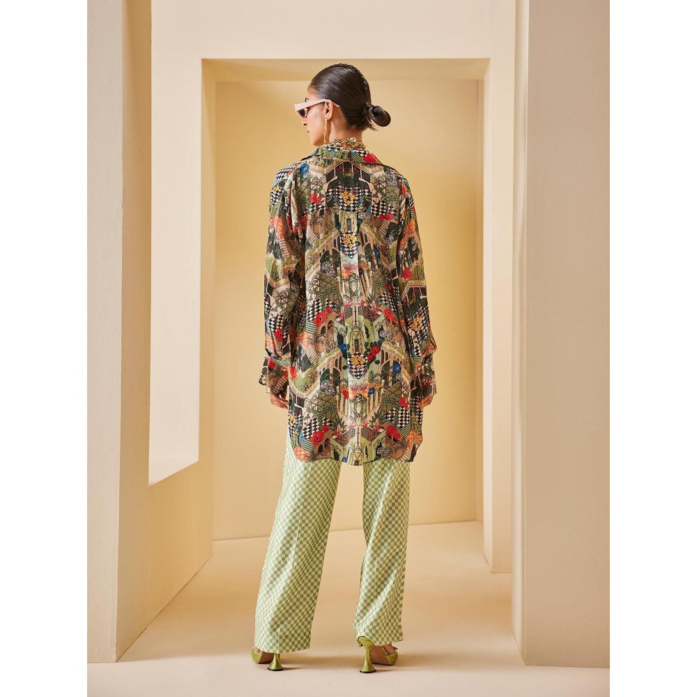 THE ROYALEUM ATELIER Multicolour Shirt with Bralette and Pant (Set of 3)