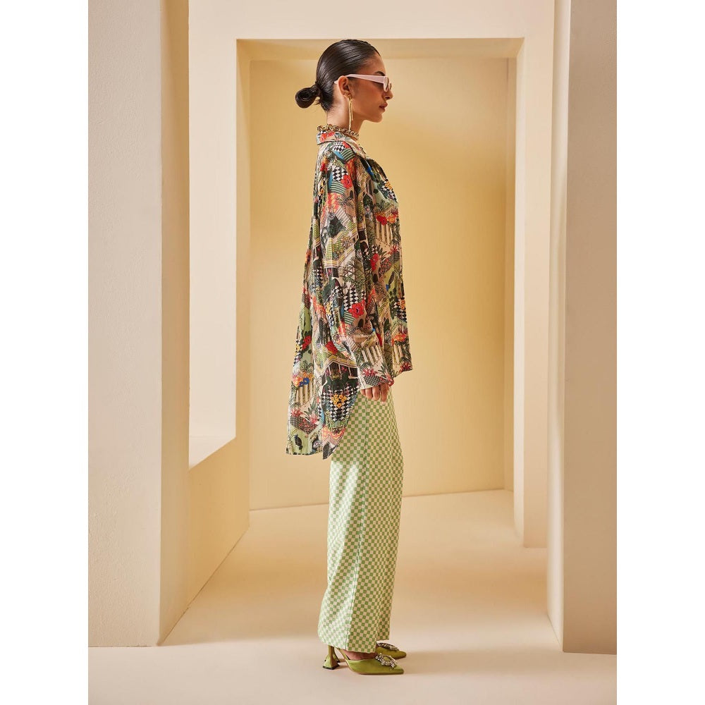 THE ROYALEUM ATELIER Multicolour Shirt with Bralette and Pant (Set of 3)