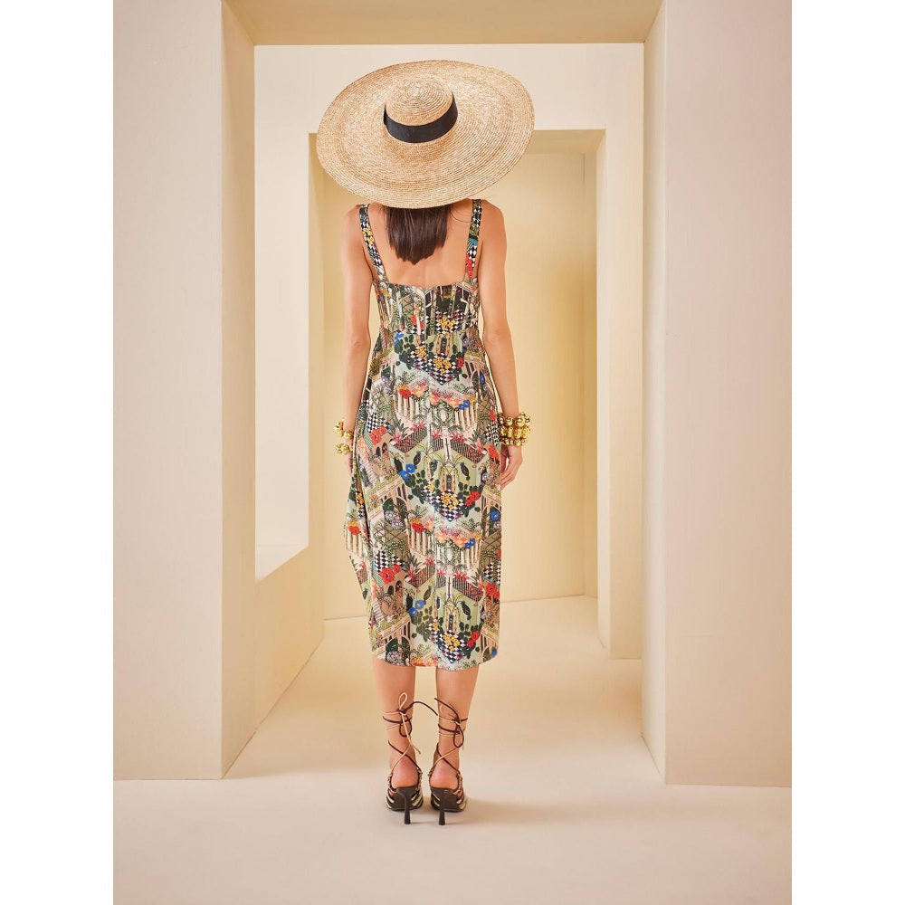 THE ROYALEUM ATELIER Multicolour Printed Midi Dress