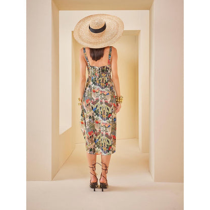 THE ROYALEUM ATELIER Multicolour Printed Midi Dress