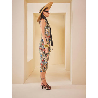 THE ROYALEUM ATELIER Multicolour Printed Midi Dress