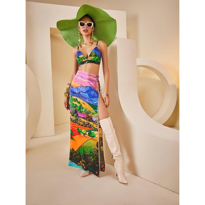 THE ROYALEUM ATELIER Multicolour Skirt with Bralette (Set of 2)