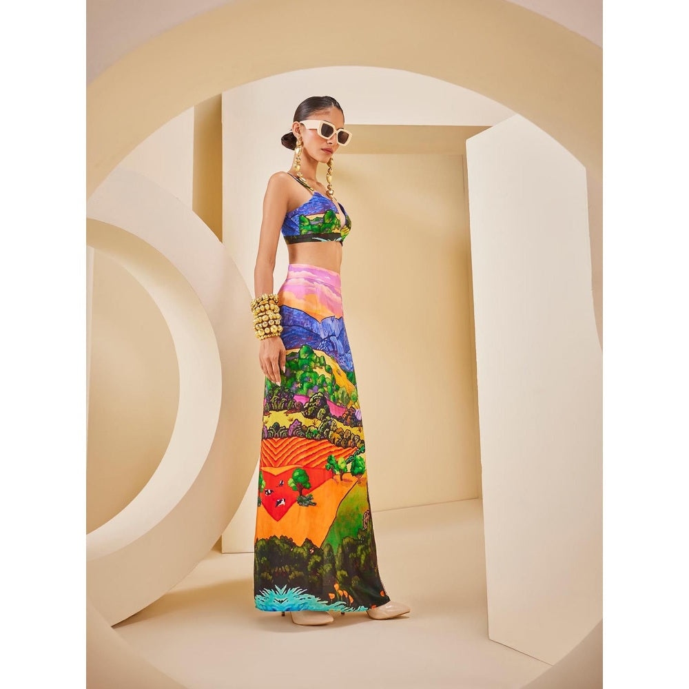 THE ROYALEUM ATELIER Multicolour Skirt with Bralette (Set of 2)