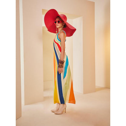 THE ROYALEUM ATELIER Multicolour Stripes Maxi Dress