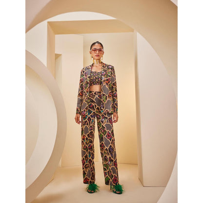 THE ROYALEUM ATELIER Multicolour Pant with Bustier and Blazer (Set of 3)