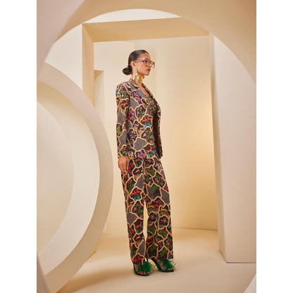 THE ROYALEUM ATELIER Multicolour Pant with Bustier and Blazer (Set of 3)