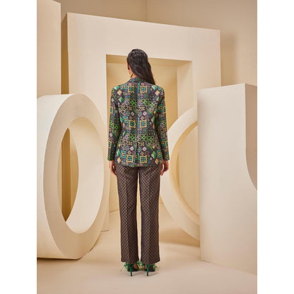 THE ROYALEUM ATELIER Green Pant with Corset Top and Blazer (Set of 3)