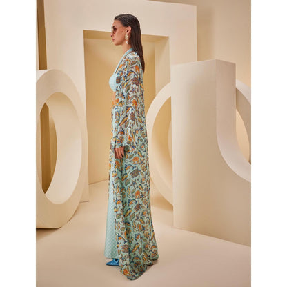 THE ROYALEUM ATELIER Blue Pant with Bralette and Jacket (Set of 3)