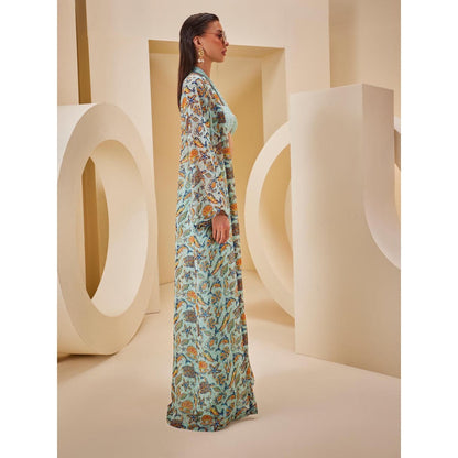 THE ROYALEUM ATELIER Blue Pant with Bralette and Jacket (Set of 3)