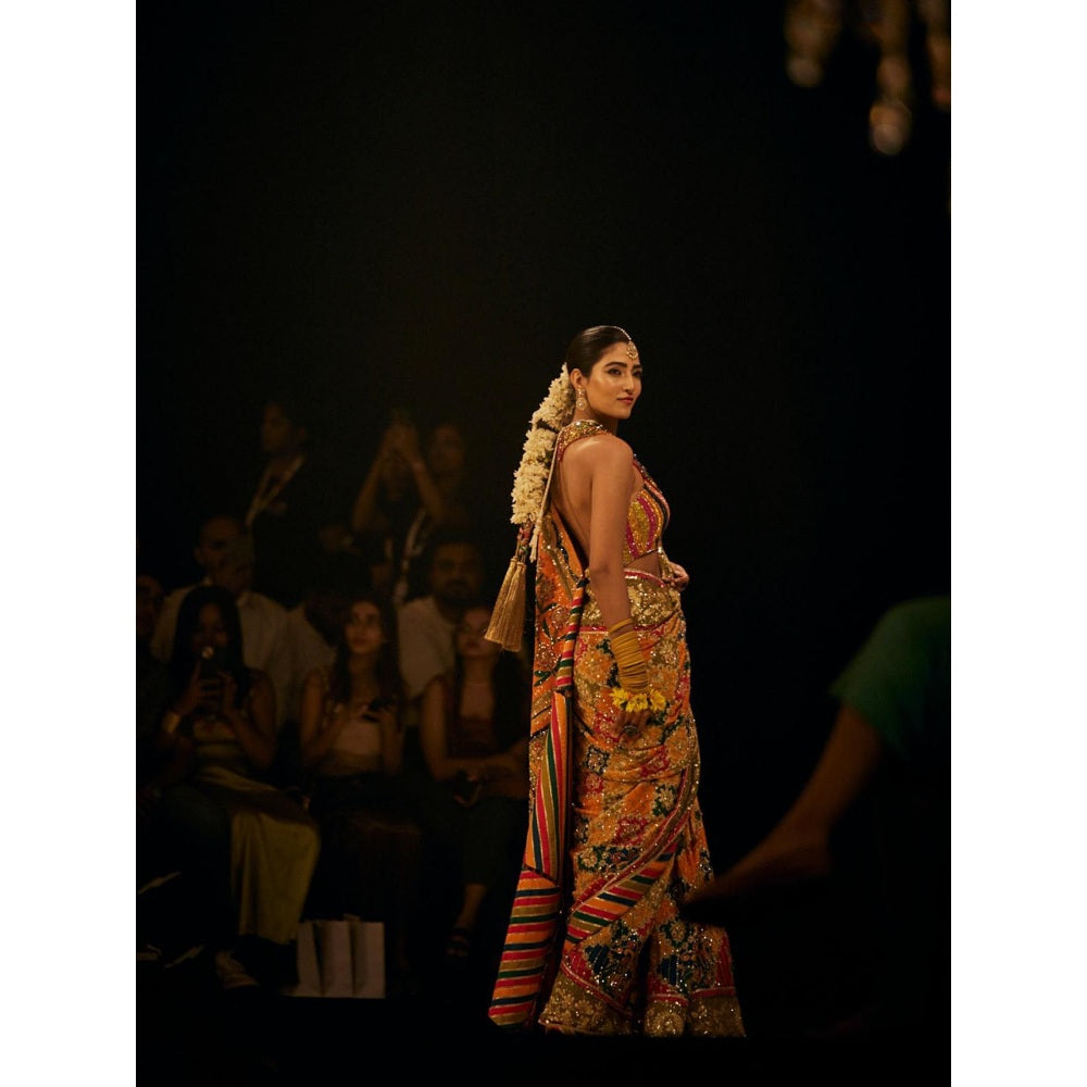 THE ROYALEUM ATELIER Multi-Colour Tahira Saree with Stitched Blouse