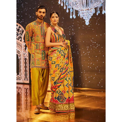THE ROYALEUM ATELIER Multi-Colour Tahira Saree with Stitched Blouse