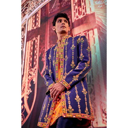THE ROYALEUM ATELIER Blue Jacket with Kurta and Pant (Set of 3)