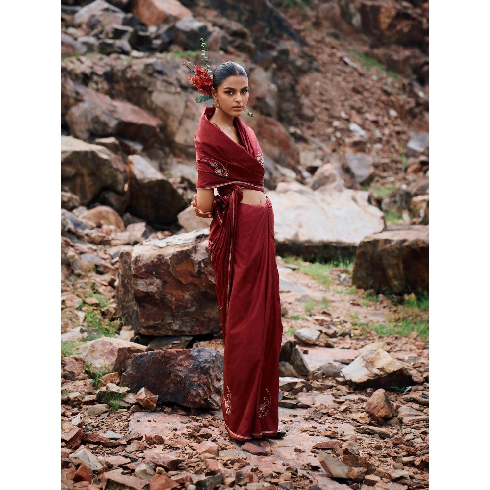 The Whole Nine Yards Joonbai Embellished Saree with Stitched Blouse