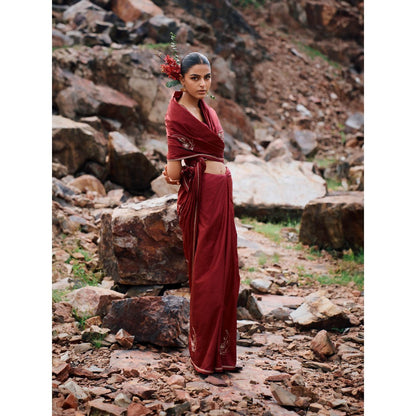 The Whole Nine Yards Joonbai Embellished Saree with Stitched Blouse