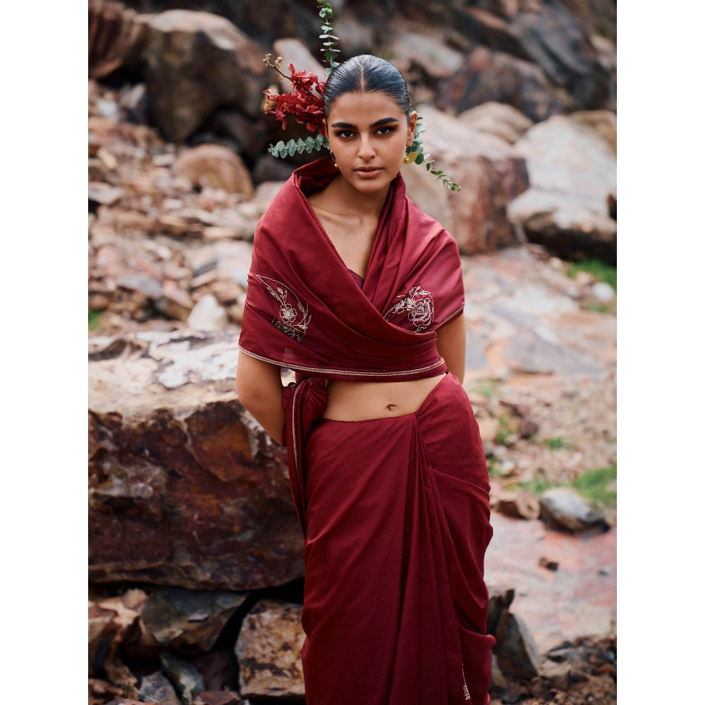 The Whole Nine Yards Joonbai Embellished Saree with Stitched Blouse