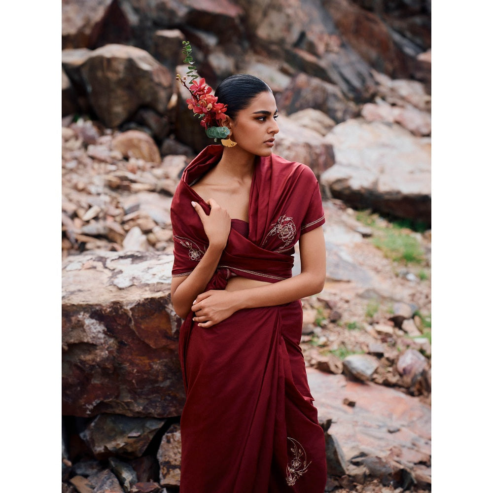 The Whole Nine Yards Joonbai Embellished Saree with Stitched Blouse