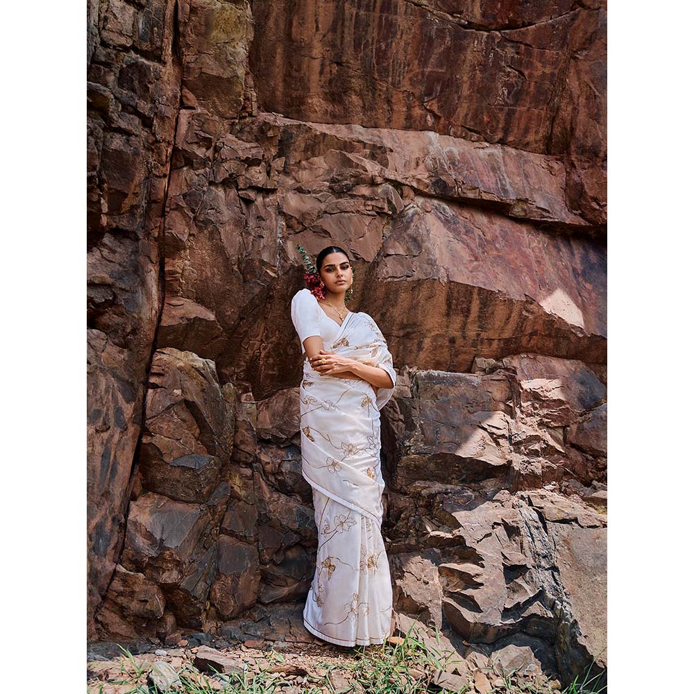 The Whole Nine Yards Sikhiri Embellished Saree with Stitched Blouse