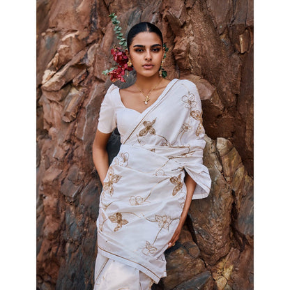 The Whole Nine Yards Sikhiri Embellished Saree with Stitched Blouse