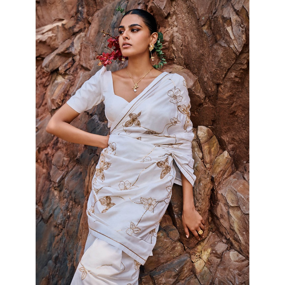 The Whole Nine Yards Sikhiri Embellished Saree with Stitched Blouse