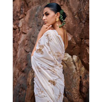 The Whole Nine Yards Sikhiri Embellished Saree with Stitched Blouse