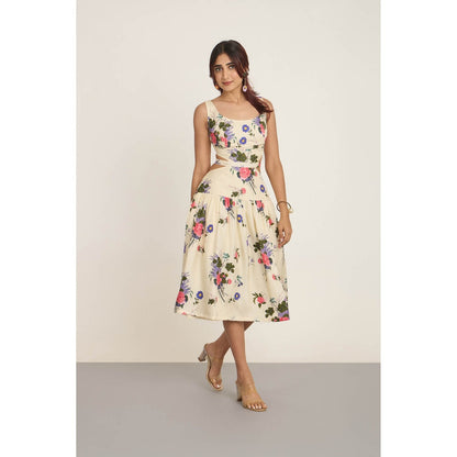 The Whole Nine Yards Cream Izel Midi Dress