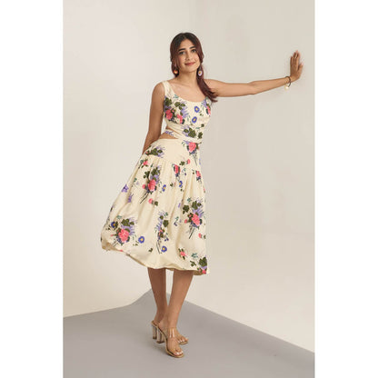 The Whole Nine Yards Cream Izel Midi Dress