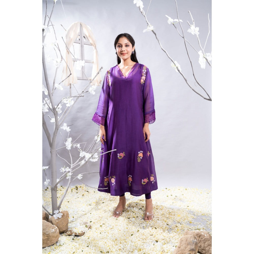 The White Tree Studio Mehrang Motifs Hemline & Cross Smock Kurta with Pant & Inner (Set of 3)