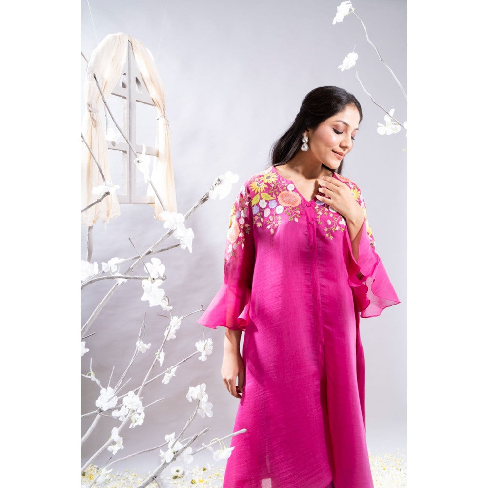 The White Tree Studio Aftab Gathers & Cutwork Border Kurta with Pant & Inner (Set of 3)