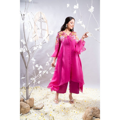 The White Tree Studio Aftab Gathers & Cutwork Border Kurta with Pant & Inner (Set of 3)