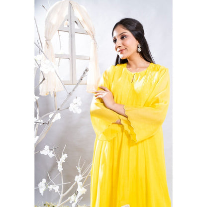 The White Tree Studio Ravina Intricate Pleated Embroidered Kurta with Pant & Inner (Set of 3)
