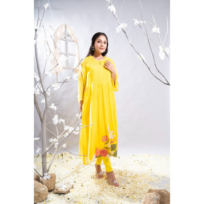 The White Tree Studio Ravina Intricate Pleated Embroidered Kurta with Pant & Inner (Set of 3)