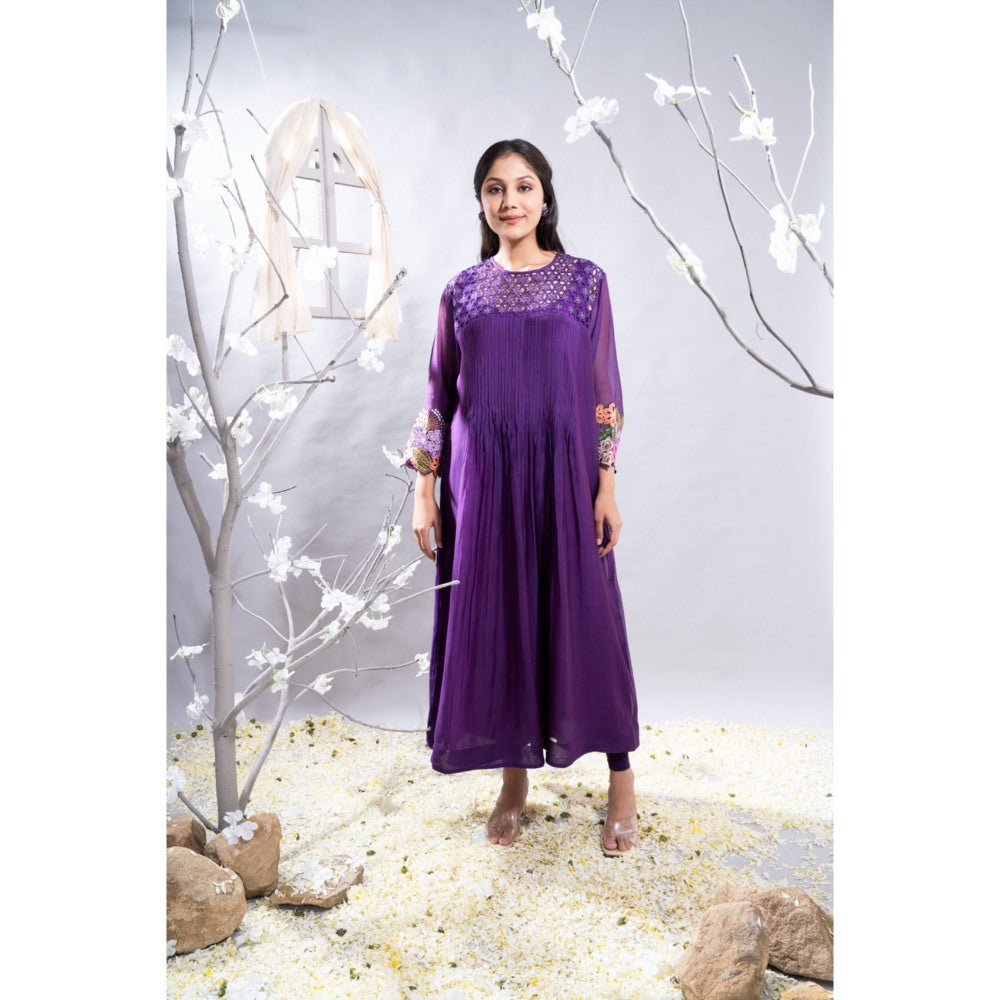 The White Tree Studio Manzar Embroidered Sleeves & Cutwork Kurta with Pant & Inner (Set of 3)