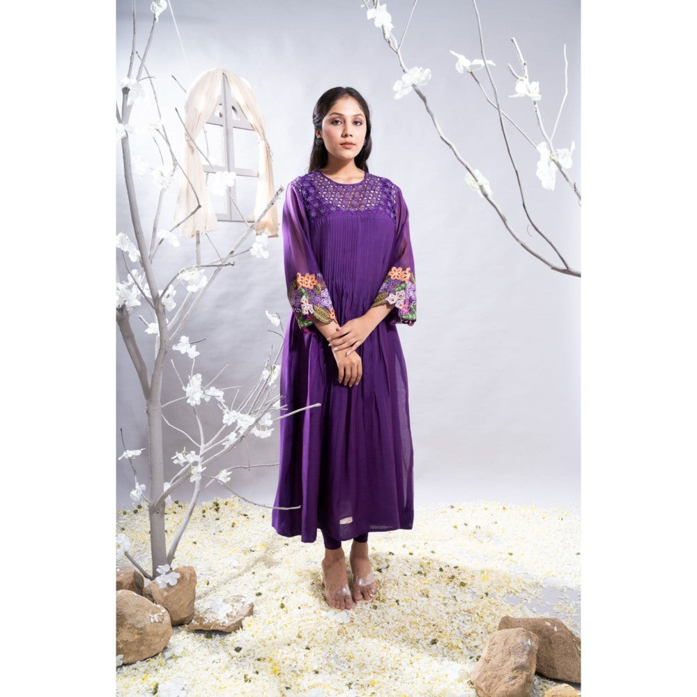 The White Tree Studio Manzar Embroidered Sleeves & Cutwork Kurta with Pant & Inner (Set of 3)