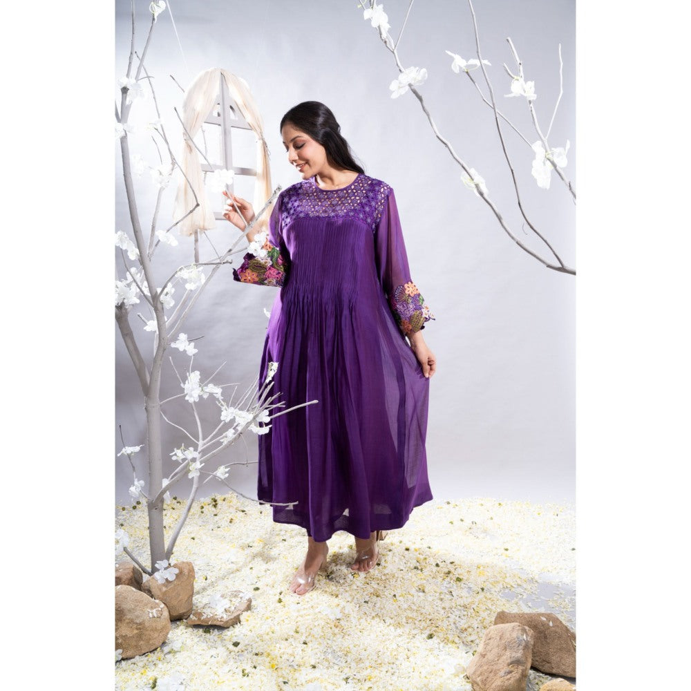 The White Tree Studio Manzar Embroidered Sleeves & Cutwork Kurta with Pant & Inner (Set of 3)