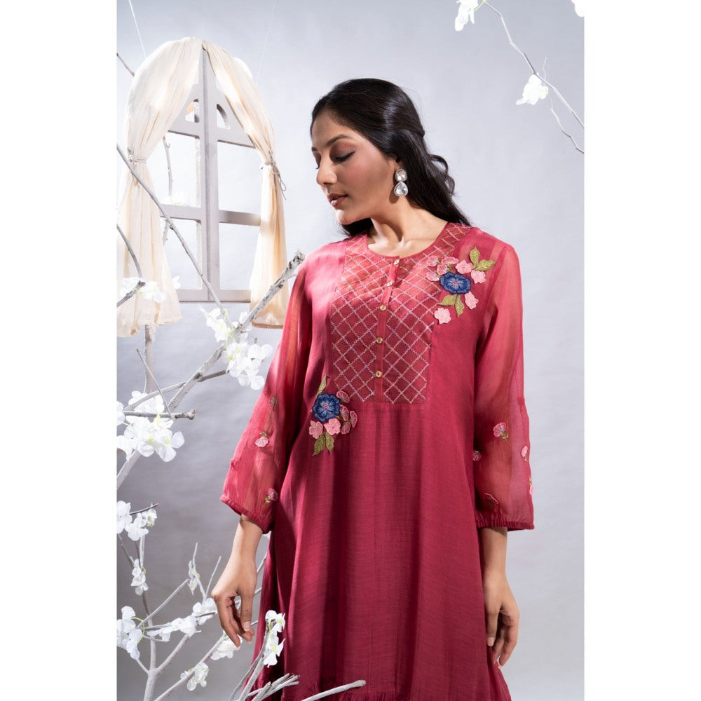 The White Tree Studio Parizad 3D Florals & Embroidered Kurta with Pant & Inner (Set of 3)